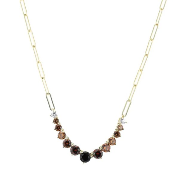 Not Your Basic Graduated Ombre Samantha Tennis Necklace Goldtone NWT *FIRM* - Picture 4 of 4